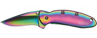REFERENCE ONLY - Kershaw Chive Rainbow 1600VIB Assited Opening Knife, Rainbow 1-15/16" Plain Edge Blade, Rainbow Stainless Steel Handle