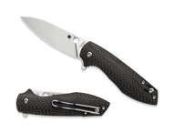 Spyderco Positron C195CFP Flipper Folding Knife, 3.062" Plain Edge Blade, Black Carbon Fiber Handle
