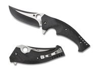 Spyderco Brend/Pirela Mamba C196CFTIP Folding Knife, 2-Tone 4" Plain Edge S30V Blade, Black Carbon Fiber Handle