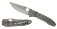 REFERENCE ONLY - Spyderco Nirvana C199TIP Folding Knife, 3.75" Plain Edge Blade, "Broken Glass" Titanium Handle
