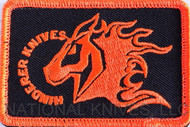 REFERENCE ONLY - Rick Hinderer Knives Morale Patch, Hook and Loop Backing, Orange and Black