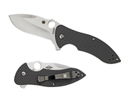 Spyderco Rubicon 2 C187CFP2 Flipper Folding Knife, 3.125" Plain Edge Blade, Black Carbon Fiber and G-10 Laminate Handle