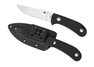 Spyderco Junction FB38GP Fixed Blade Knife, 4.125" Plain Edge Blade, Black G-10 Handle, Sheath
