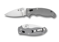 Spyderco Manix 2 C101GPGY2 Sprint Run Folding Knife, 3.375" Plain Edge Cru-Wear Blade, Gray G-10 Handle