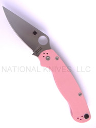 Spyderco Paramilitary 2 C81GPNP2 Folding Knife, Satin 3.437" Plain Edge Blade, Pink G-10 Handle