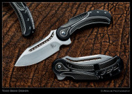 Todd Begg Knives Steelcraft Series Field Marshall FM223 Folding Knife, Hand Satin 4" CPM-S35VN Blade, Black and Silver Handle