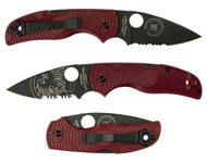 Spyderco Native 5 C41NSPSRD5 Never Summer/NFFF Exclusive Folding Knife, Black 3" Partially Serrated LC 200 N Blade, Red FRN Handle