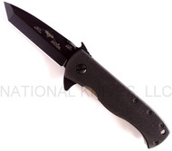 Emerson Knives CQC-7F BT Flipper Folding Knife, Black 3.3" Plain Edge S35VN Blade, Black G-10 Handle, Emerson "Wave" Opener