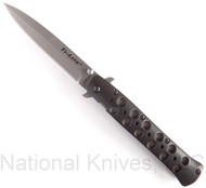 Cold Steel Ti-Lite 26ACST Folding Knife, 4" Plain Edge Blade, Black Aluminum Handle
