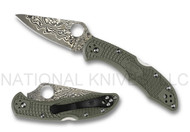 REFERENCE ONLY - Spyderco Delica 4 C11PFGD4 Knife Damascus Blade Foliage Green