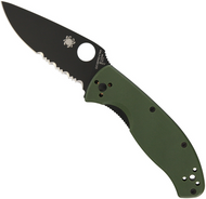 Spyderco Tenacious Knife C122GPSBGR Black 3.37" Combo Edge Blade Green G-10