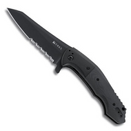 CRKT Mah Eraser 8900K Folding Knife. Black 3-7/8" Partially Serrated Edge Blade
