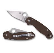 Spyderco Para 3 C223GPBN Folding Knife, Satin Plain Edge S35VN Blade, Flat Brown Earth G-10 Handle