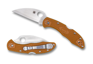 REFERENCE ONLY - Spyderco Delica 4 C11FPWCBORE Sprint Run Folding Knife, Wharncliffe 2.875" Plain Edge HAP40 and SUS410 Laminate Blade, Burnt Orange FRN Handle