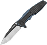 Zero Tolerance 0393 Folding Knife, Two-Tone  3.625" Plain Edge Blade, Black G-10 and Blue Titanium Handle