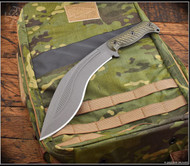 RMJ Tactical Kukri Tungsten Cerakote 80CRV2 Blade Dirty Olive G-10 - Sheath