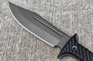 RMJ Tactical Jungle Combat Fixed Blade Knife, 7.125" Plain Edge Nitro-V Blade, Black G-10, Kydex Sheath
