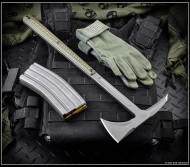 RMJ Tactical Eagle Talon Tomahawk Tungsten 80CRV2 Steel Dirty Olive G-10 Handle