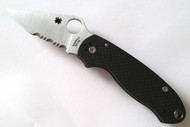 Spyderco Para 3 C223CF52100PS Folding Knife, Satin Partially Serrated Edge 52100 Blade, Black Carbon Fiber Handle