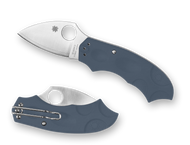 Spyderco Meekat C64PBLE Sprint Run Folding Knife, 2" Plain Edge V-Toku2 and SUS 410 Laminate Blade, Blue - Gray FRN Handle