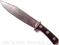 RMJ Tactical Custom Humble Bowie Fixed Blade Knife, A2 Plain Edge Blade, Black G-10 Handle, Leather Sheath