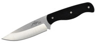 Emerson Knives Hard Use Camp Knife HUCK-SF, Satin Plain Edge S35VN Blade, Black G-10 Handle, Leather Sheath