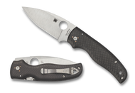 Spyderco Shaman C229CFP Sprint Run Folding Knife, Satin 3.625" S90V Plain Edge Blade, Black Carbon Fiber Handle
