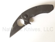 Brous Blades Silent Soldier SSF-ASW, Acid Stonewash 2.75" Plain Edge Blade, Carbon Fiber Handle
