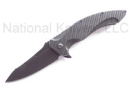 Brous Blades T4 BLK-T4 Folding Knife, Black 4" Plain Edge Blade, Black G-10 Handle