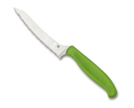 REFERENCE ONLY - Spyderco Culinary Z-Cut Kitchen Knife K14SGN Pointed 4.38" Serrated Blade- Green
