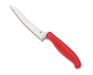 REFERENCE ONLY - Spyderco Culinary Z-Cut Kitchen Knife K14SRD Pointed 4.38" Serrated Blade - Red
