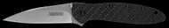 Kershaw Leek 1660GLCF Assisted Opening Knife, Stonewashed 3" Plain Edge CPM-154 Blade, GITD Weave Black Carbon Fiber Handle