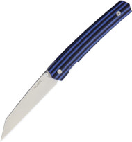 Ruike Knives P865-Q Folding Knife 3.5" Plain Edge Blade Blue - Black G-10 Handle