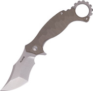 Ruike Knives Karambit P881-W Folding Knife 3.0" Plain Edge Blade Tan G-10 Handle