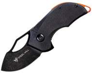 Steel Will Knives Kobold F66-04 Folding Knife, Black Stonewash D2 Plain Edge Blade, Black G-10 Handle