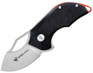 Steel Will Knives Kobold F66-16 Folding Knife, Satin D2 Plain Edge Blade, Black G-10 Handle