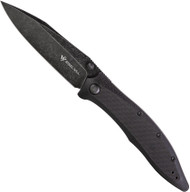 Steel Will Knives Gienah Knife F53-18 Black Stonewashed 3.93" Blade Black G-10