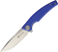 Steel Will Knives Shaula F61-11 Folding Knife, Satin D2 Plain Edge Blade, Blue G-10 Handle