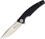 Steel Will Knives Shaula F61-10 Folding Knife, Satin D2 Plain Edge Blade, Black G-10 Handle