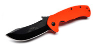 Emerson Knives Rendezvous BT Folding Knife, Black Plain Edge 154CM Blade, Orange G-10 Handle, Emerson "Wave" Opener