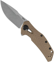 Zero Tolerance 0308 Flipper Folding Knife Stonewash 3.75" 20CV Blade Tan G-10