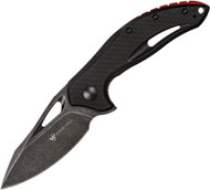 Steel Will Knives Screamer Folding Knife F73-08, Black Stonewash D2 Plain Edge Blade, Black G-10 Handle