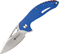 Steel Will Knives Screamer Folding Knife F73-14, Satin D2 Plain Edge Blade, Blue G-10 Handle