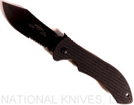 Emerson Knives Market Skinner BTS Folding Knife, Black Partially Serrated 154CM Blade, Black G-10 Handle, Emerson "Wave" Opener
