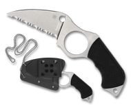 Spyderco Swick 5 Fixed Blade Knife FB14S5, LC 200 N Serrated Edge Blade, Black G