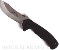 Emerson Knives Rendezvous SFS Folding Knife, Satin Combo Edge 154CM Blade, Black G-10 Handle, Emerson "Wave" Opener