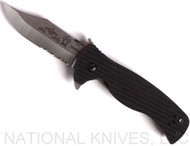 Emerson Knives Sheepdog Bowie SFS Flipper Folding Knife, Satin 3.5" Partially Serrated 154CM Blade, Black G-10 Handle, Emerson "Wave" Opener