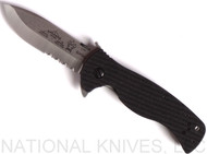 Emerson Knives Sheepdog Spear Point SFS Flipper Folding Knife, Satin 3.5" Partially Serrated 154CM Blade, Black G-10 Handle, Emerson "Wave" Opener
