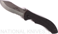 Emerson Knives Market Skinner SFS Folding Knife, Satin Partially Serrated 154CM Blade, Black G-10 Handle, Emerson "Wave" Opener