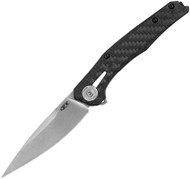 Zero Tolerance 0707 Flipper Knife 3.5" CPM-20CV Blade Black Carbon Fiber Handle